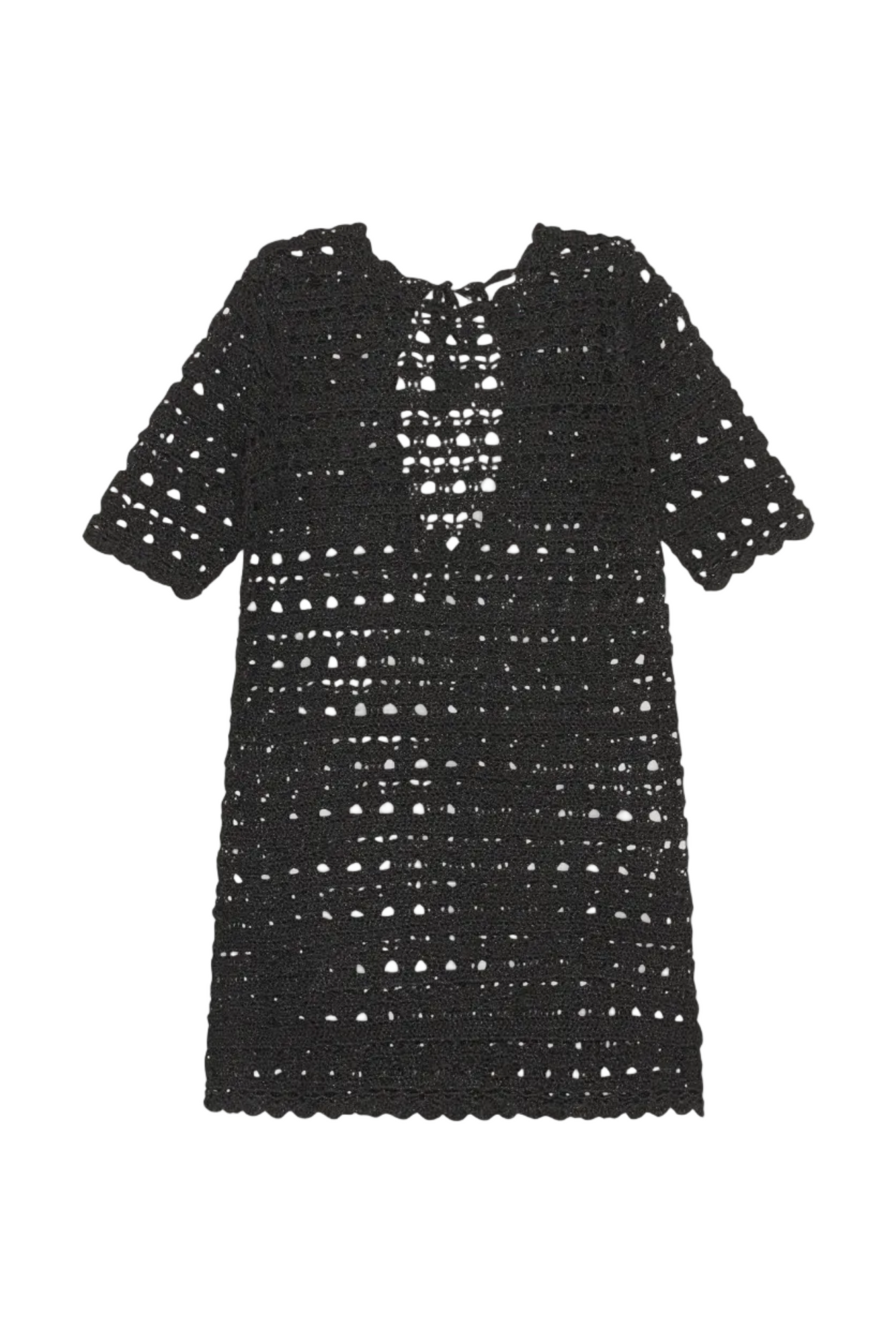 Crochet Open Back Mini Dress | Black