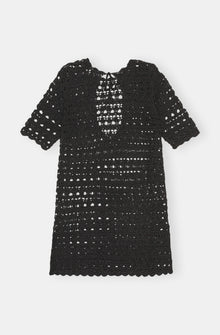 Crochet Open Back Mini Dress | Black