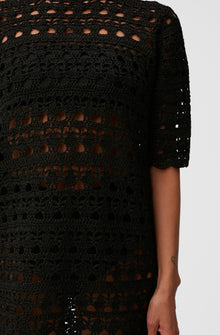 Crochet Open Back Mini Dress | Black