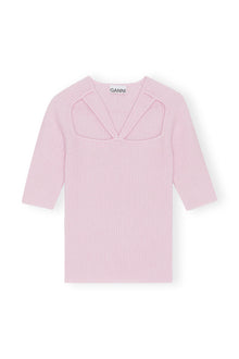 Soft Wool Cut Out Top | Pink Tulle