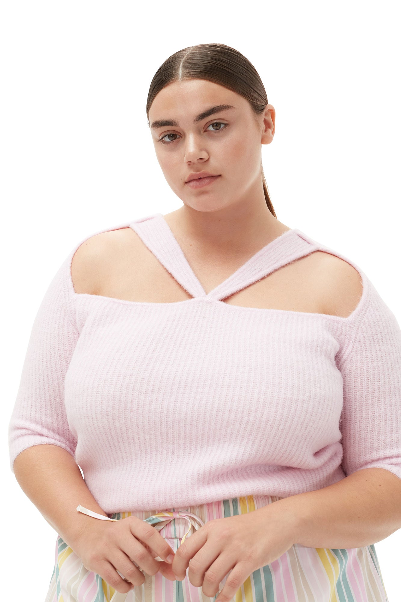 Soft Wool Cut Out Top | Pink Tulle