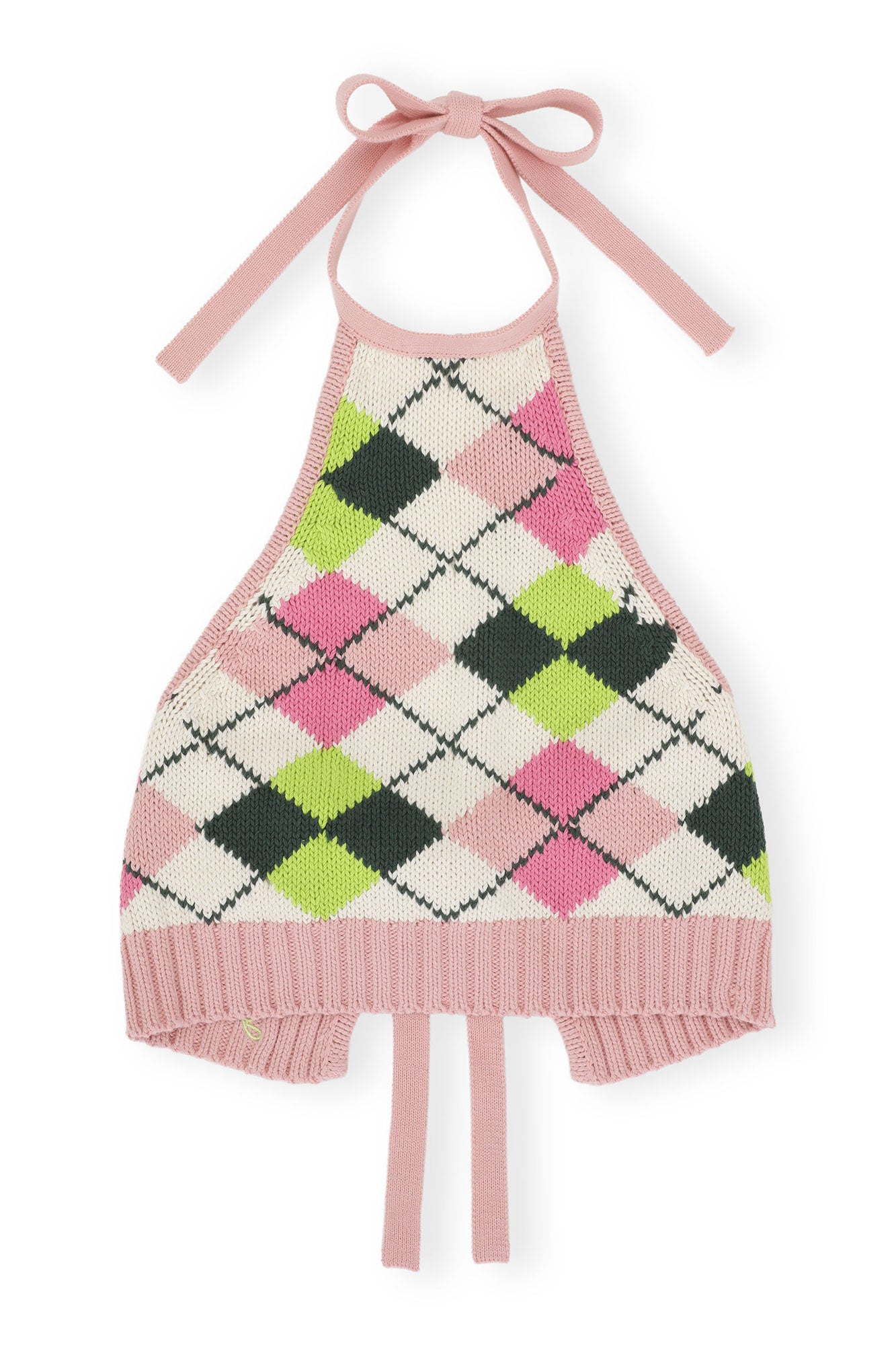 Graphic Cotton Halterneck Top | Multicolor