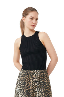 Melange Sleeveless Top | Black