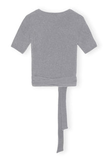 Brushed Alpaca Wrap Blouse | Frost Gray