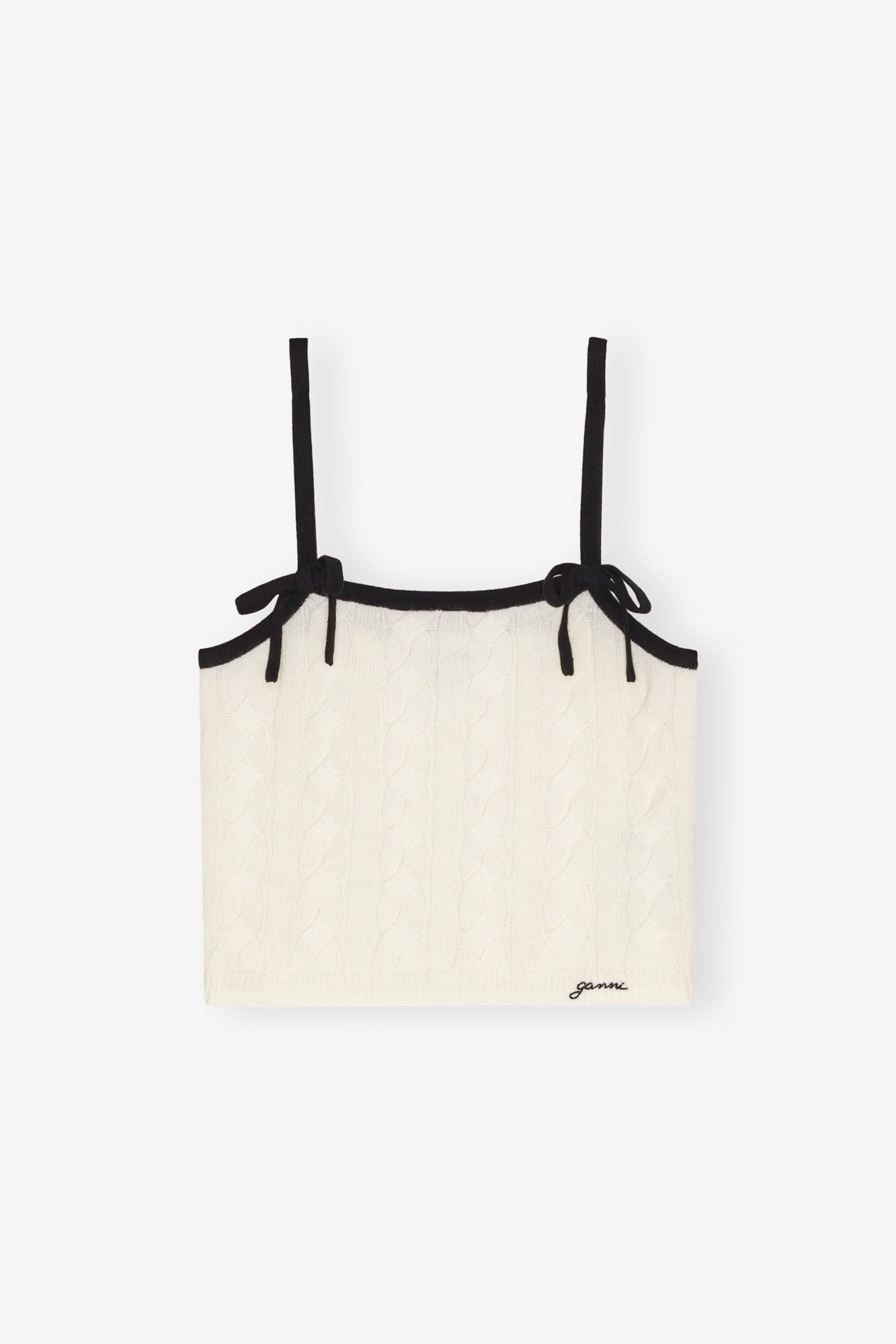 Cashmere Mix Cable Knit Top | Egret