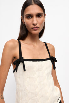 Cashmere Mix Cable Knit Top | Egret