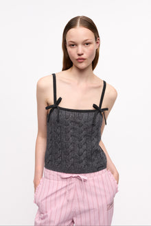 Cable Knit Strap Top | Phantom