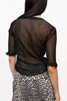 Sheer Jacquard Top | Black