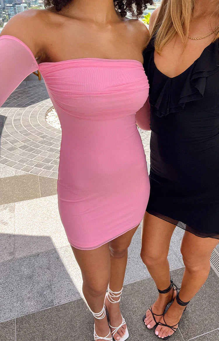 Kaliana Off The Shoulder Mini Dress | Pink