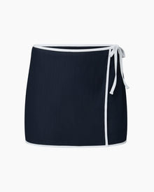Womens | Crochet Mesh Mini Wrap Skirt | Deep Navy