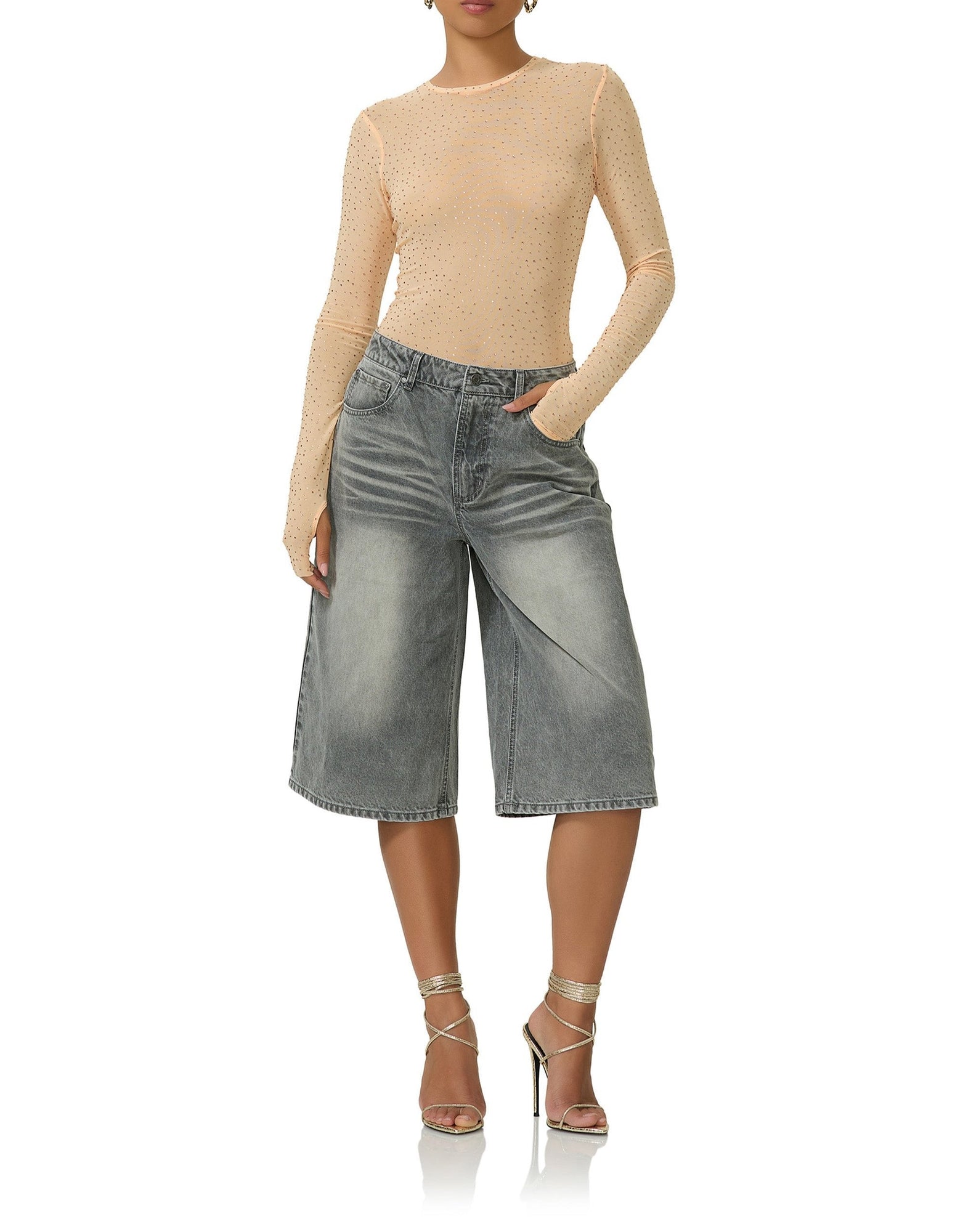 Carmen Wide Leg Jort | Smoke Grey Wash