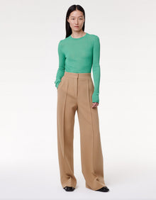 Another Tomorrow Fitted Long Sleeve Knit in Kelly Green – Viscose Women's Knitwear