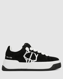 Mens | Kray Hairy Cow Suede Sneaker | Black/White