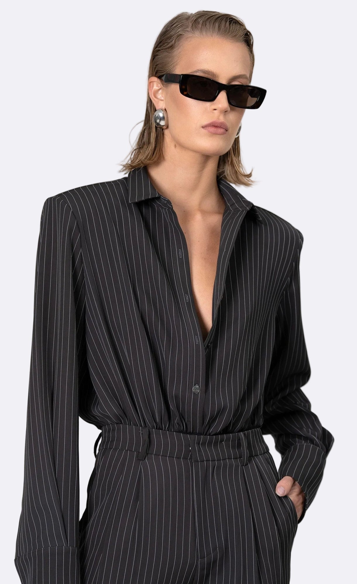 Elowen Bodysuit | Gray/White Stripe