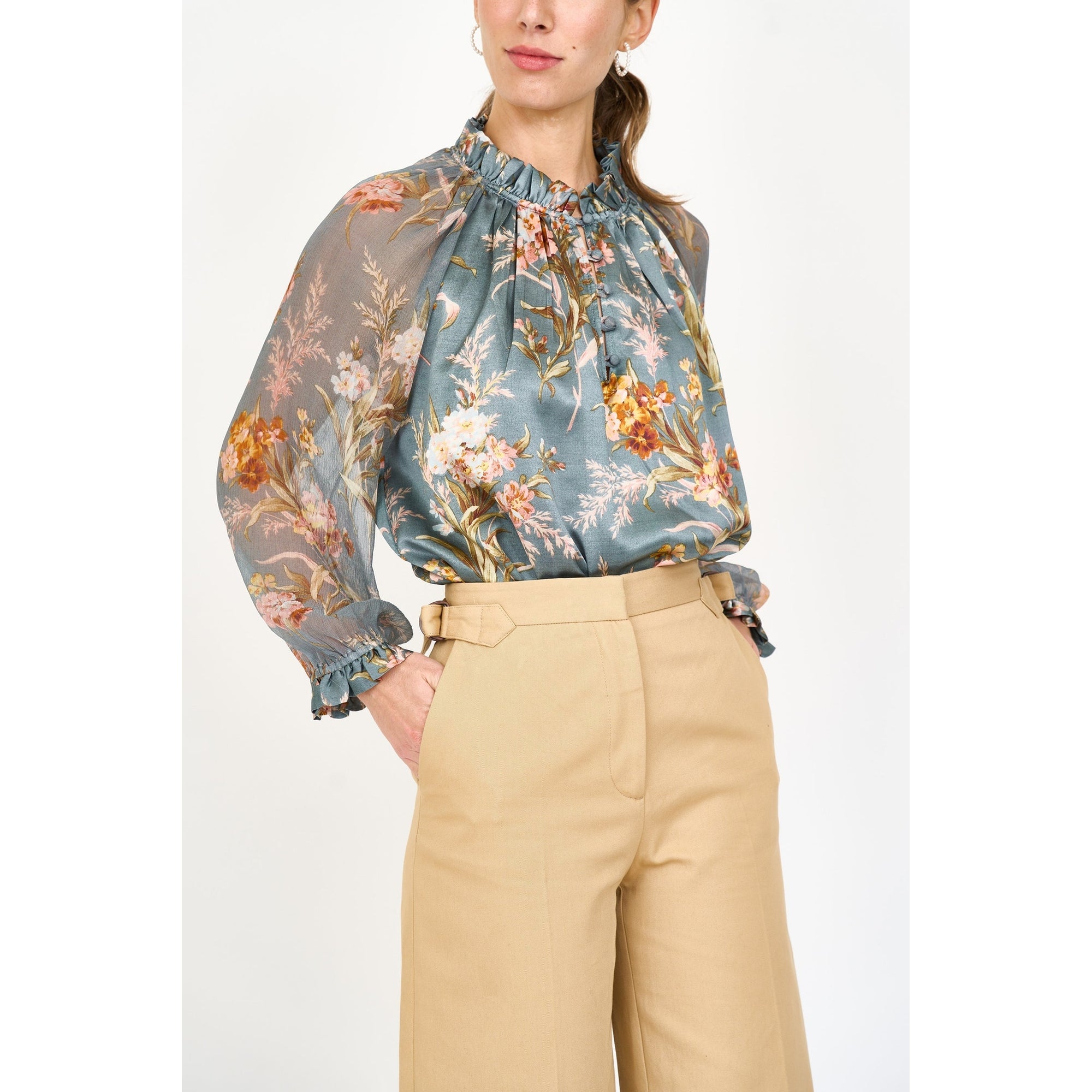 Karla Blouse | Blue Brocade