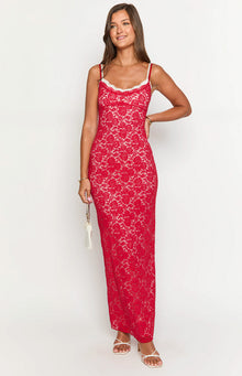 Kata Lace Maxi Dress | Red