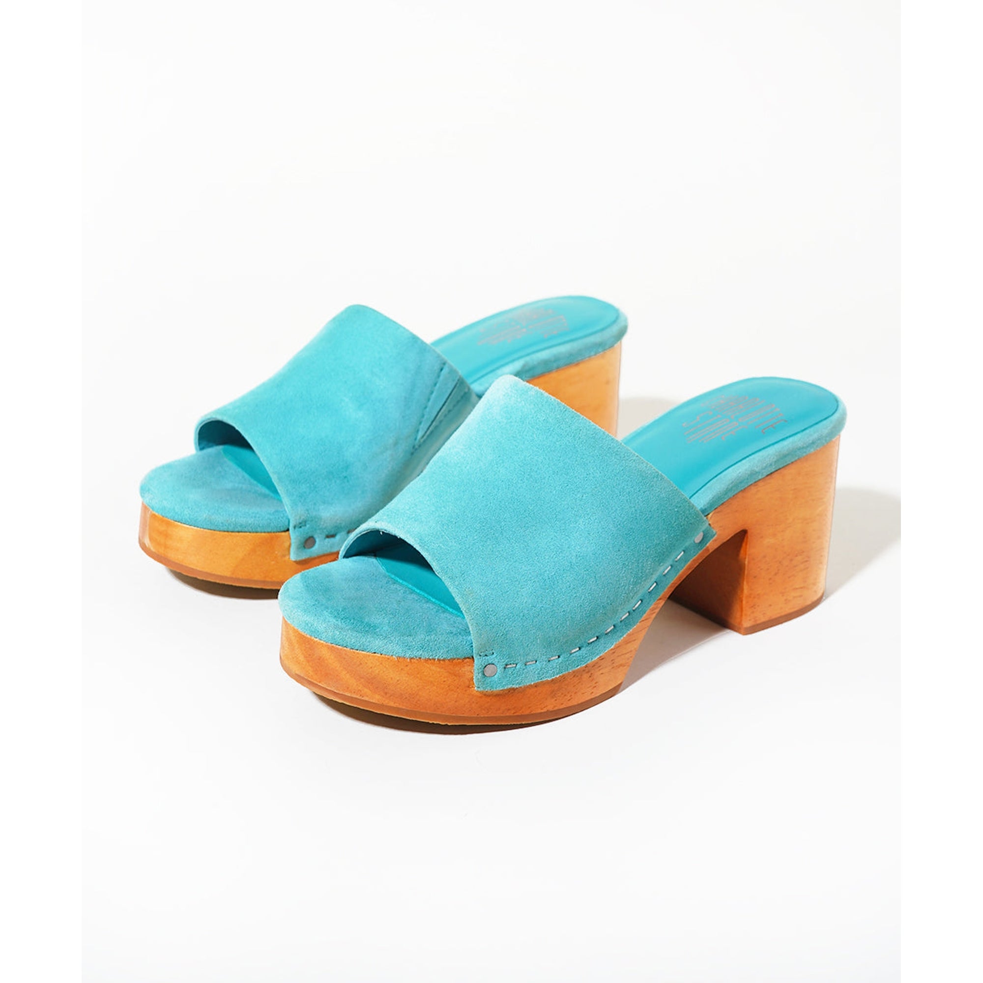 Kayla Low Heel Open Toe Clog | Aqua