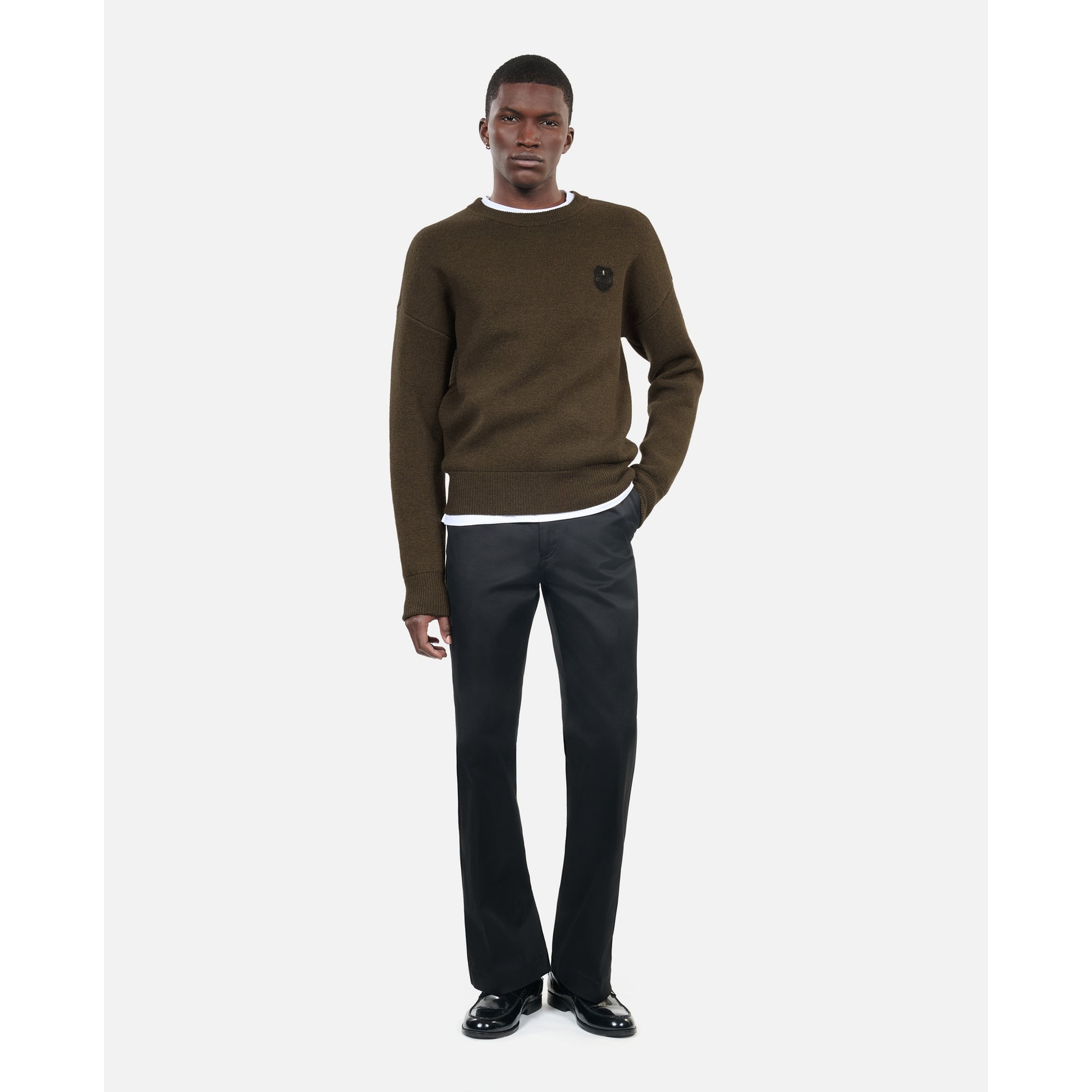 Khaki Wool Sweater | Men | Olive Night