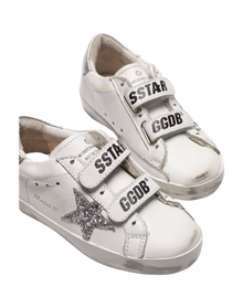 Kids | Sneakers Old School White Leather-Silver Glitter