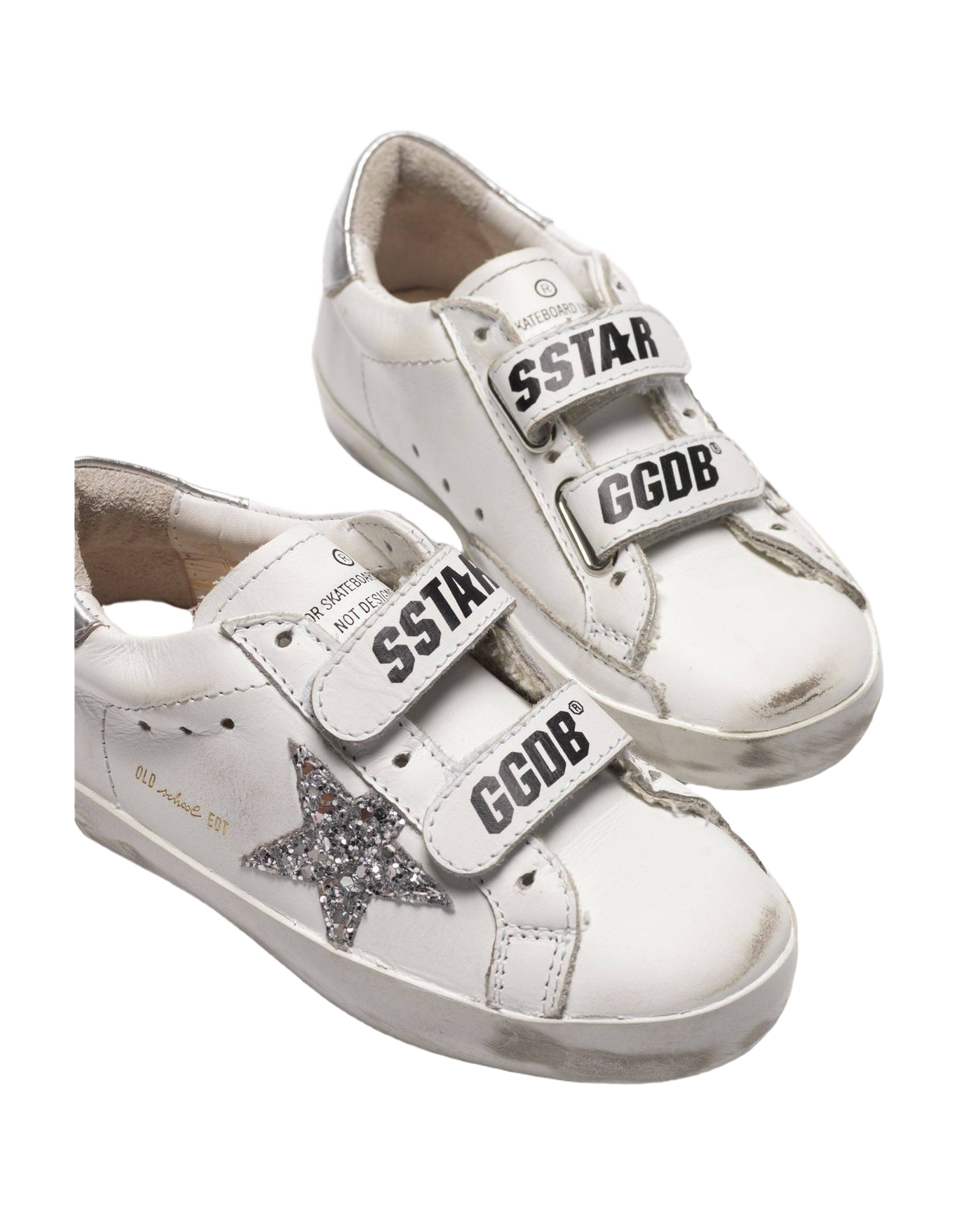 Kids | Sneakers Old School White Leather-Silver Glitter