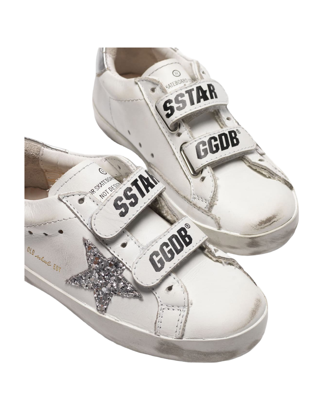 Kids | Sneakers Old School White Leather-Silver Glitter