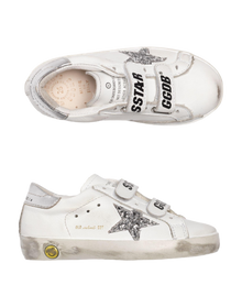 Kids | Sneakers Old School White Leather-Silver Glitter