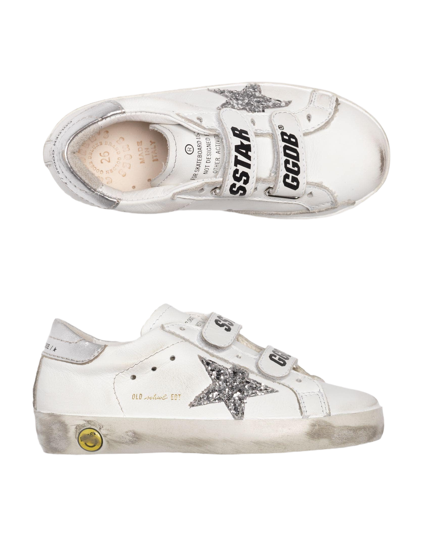 Kids | Sneakers Old School White Leather-Silver Glitter