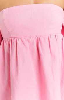 Koa Off Shoulder Linen Mini Dress | Pink