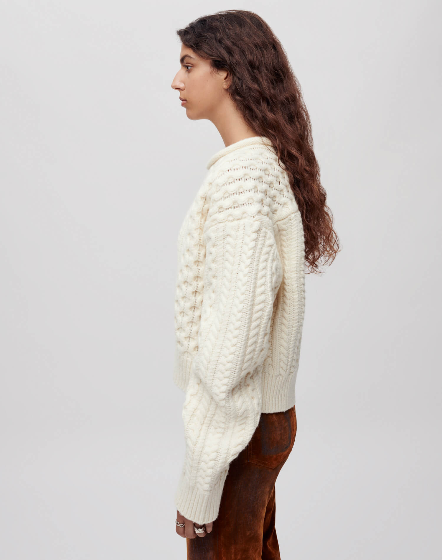 Crewneck Cable Knit Pullover | Ivory