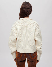 Crewneck Cable Knit Pullover | Ivory