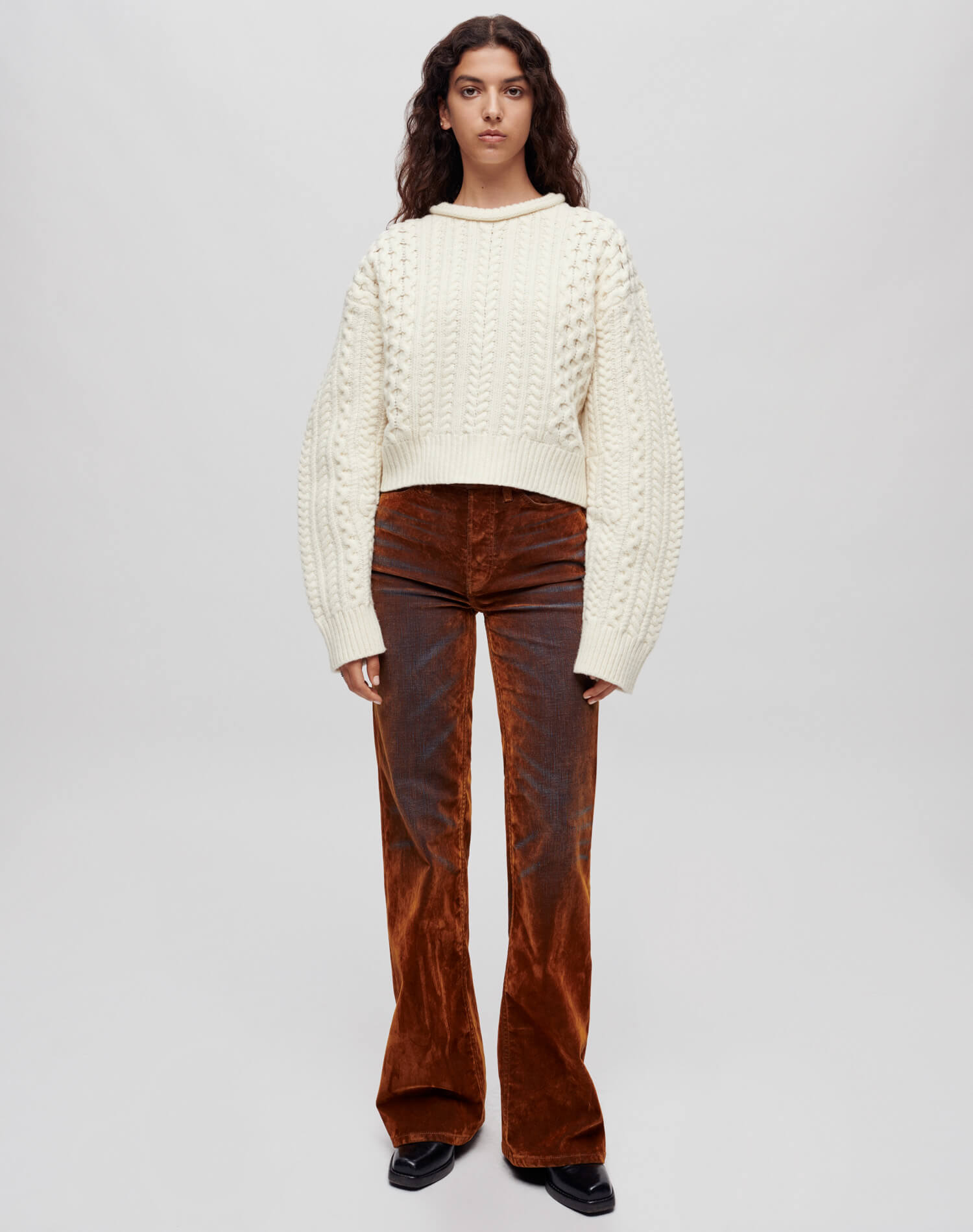 Crewneck Cable Knit Pullover | Ivory