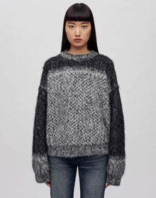 Oversized Boxy Knit Crewneck | Degrade Jacquard