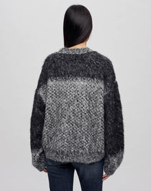 Oversized Boxy Knit Crewneck | Degrade Jacquard