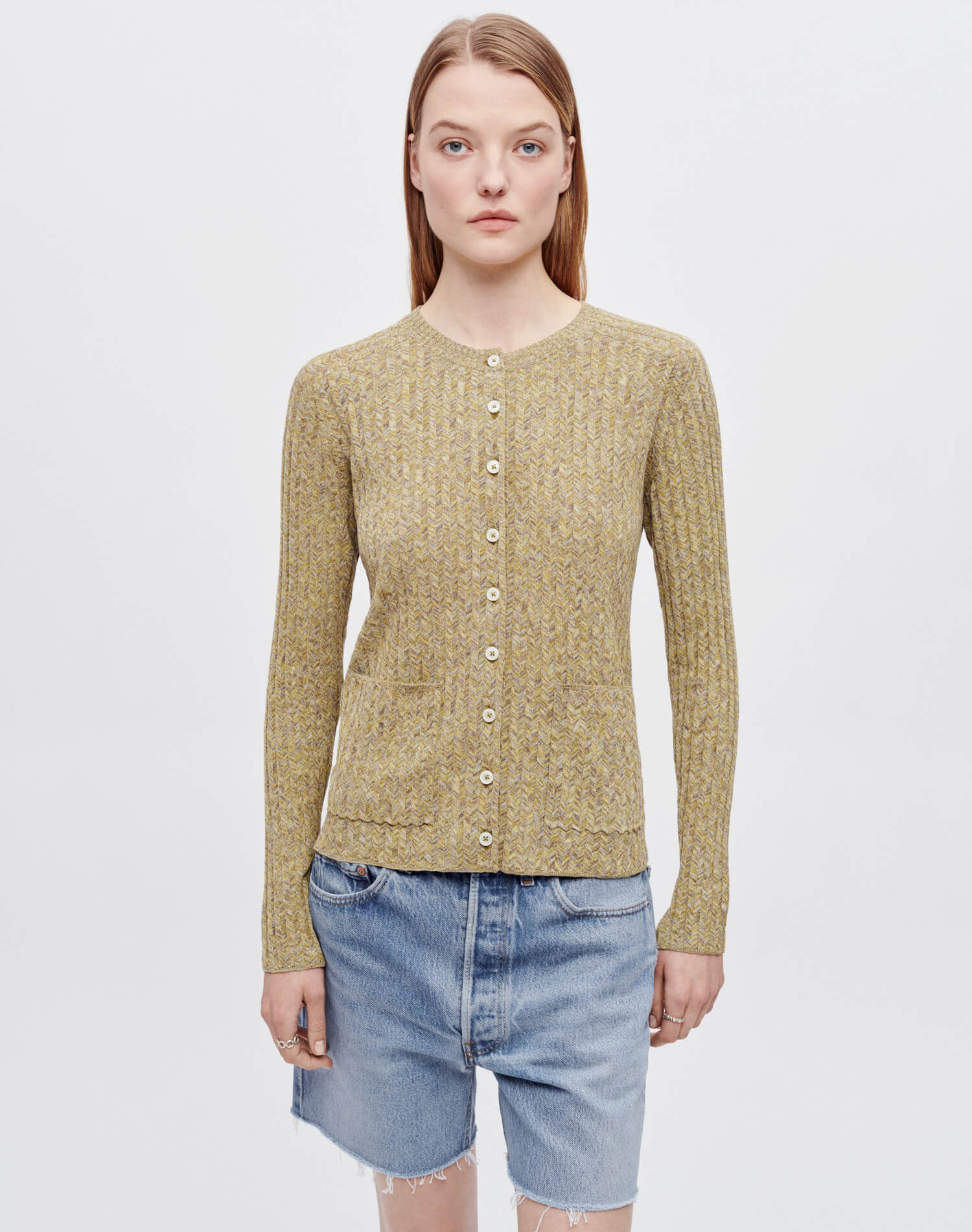 Womens | Chevron Rib Cardi | Pear