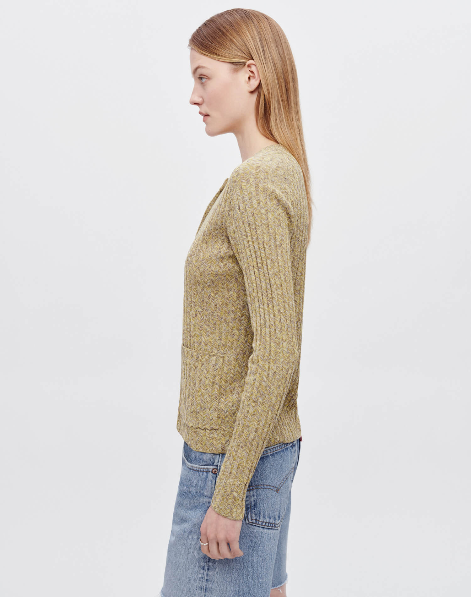 Womens | Chevron Rib Cardi | Pear