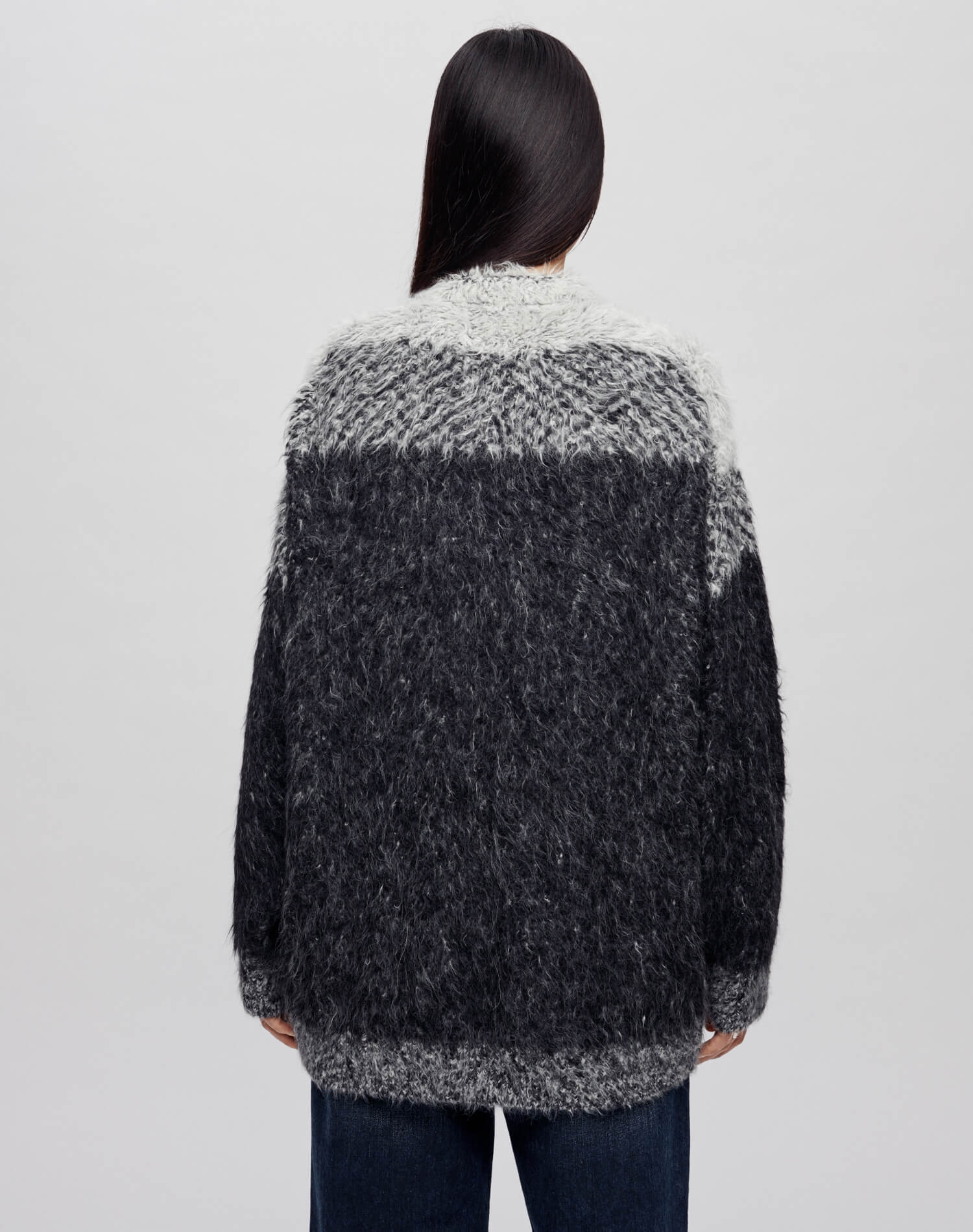 Oversized Crew Cardigan | Degrade Jacquard