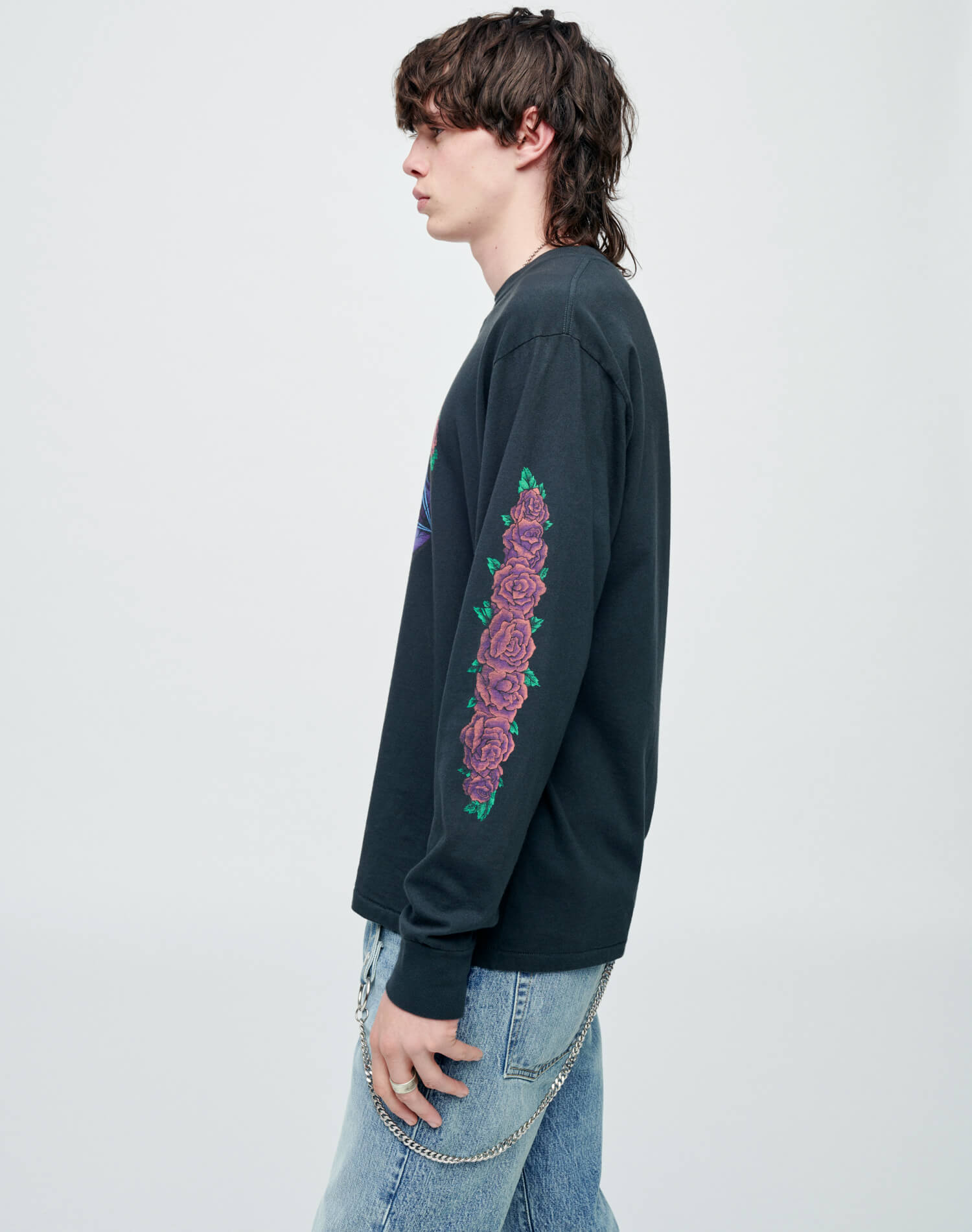 Loose Long Sleeve "Cosmic Rose" | Aged Black