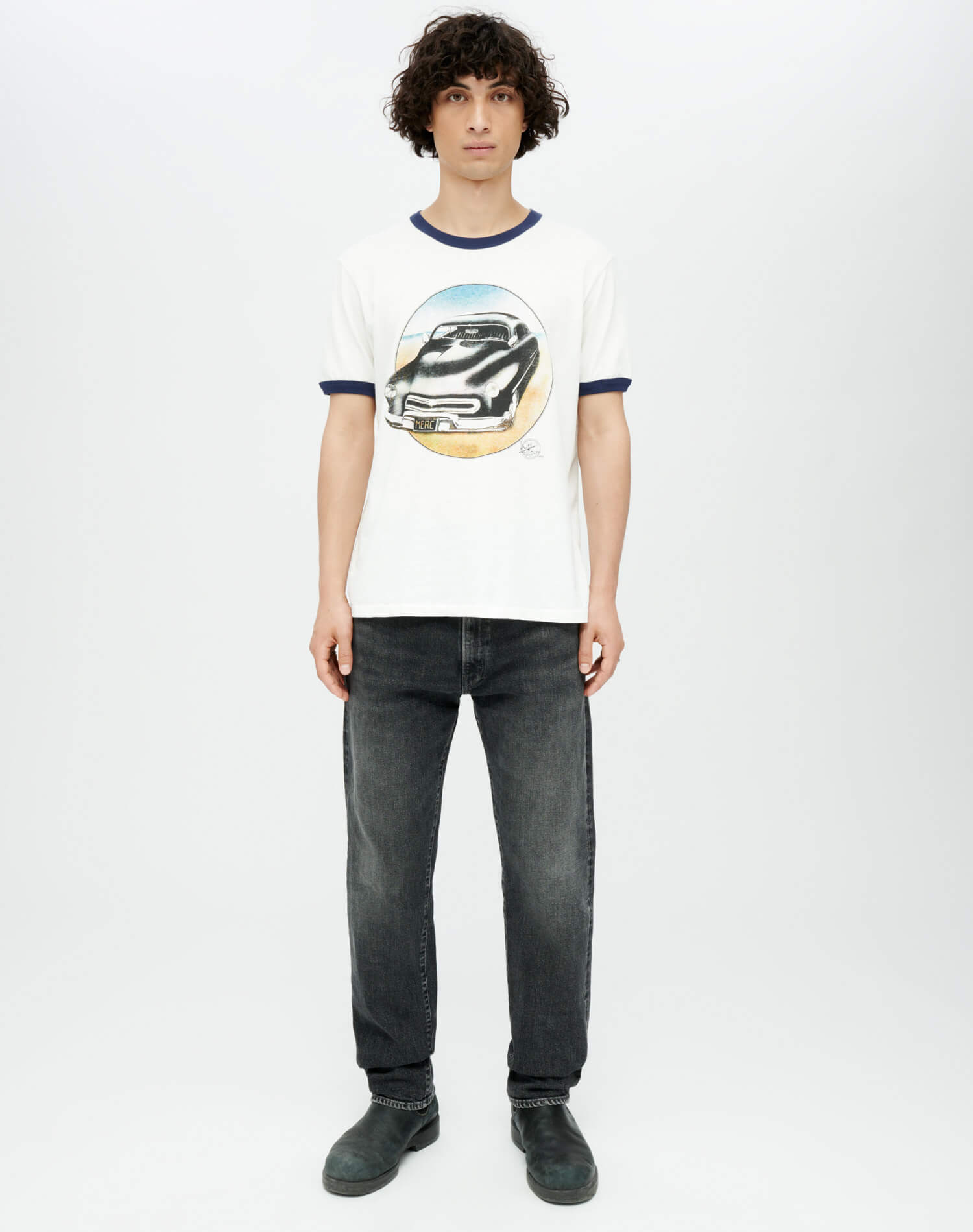 Mens | Ringer "51 Merc" Tee | Old White Aged Navy