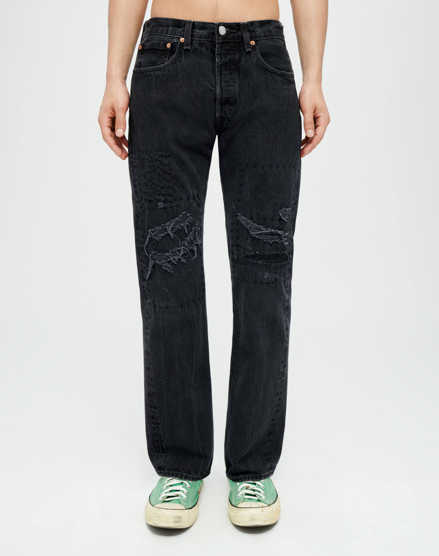 Mens |  Upcycled Vintage | Sashiko 501 | One-of-a-kind | Vintage Black