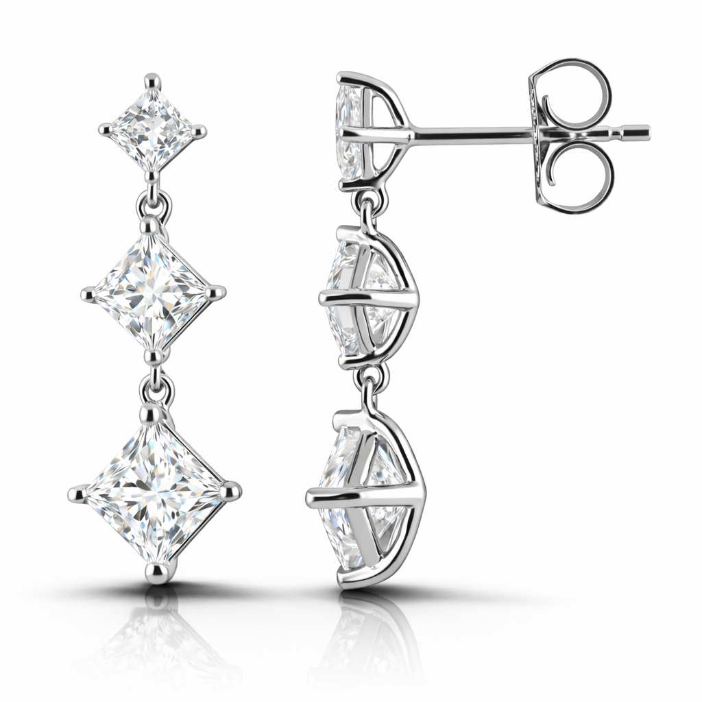 2.95 CT Princess Lab-Grown Diamond | Studs Earrings | 14K White Gold | G Color | SI Clarity