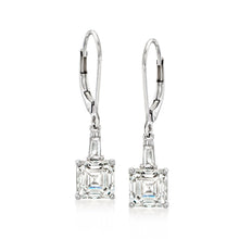 3.15 CT Asscher/Baguette Lab-Grown Diamond | Dangle Earrings | 14K White Gold | G Color | VS1 Clarity