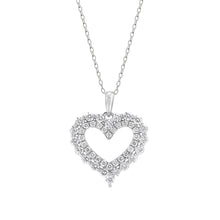 Womens | 1.00 CT Round Cut Lab Grown Accent Diamond | Heart Pendant Necklace | Sterling Silver | J-K-I1/I2