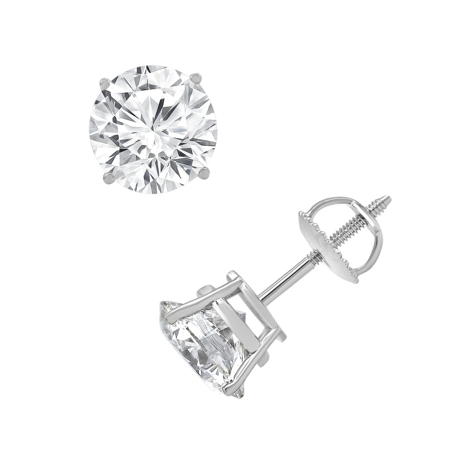 4.50 CT Round Lab-Grown Diamond | Stud Earrings | 14K White Gold | F Color | VS Clarity