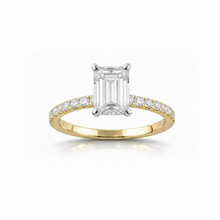 1.90 CT Emerald/Round Lab-Grown Diamond | Engagement Ring | 14K Two Tone Gold | F Color | VS Clarity