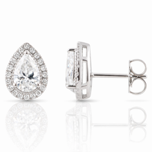 0.90 CT Pear/Round Lab-Grown Diamond | Studs Earrings | 14K White Gold | F Color | VS Clarity