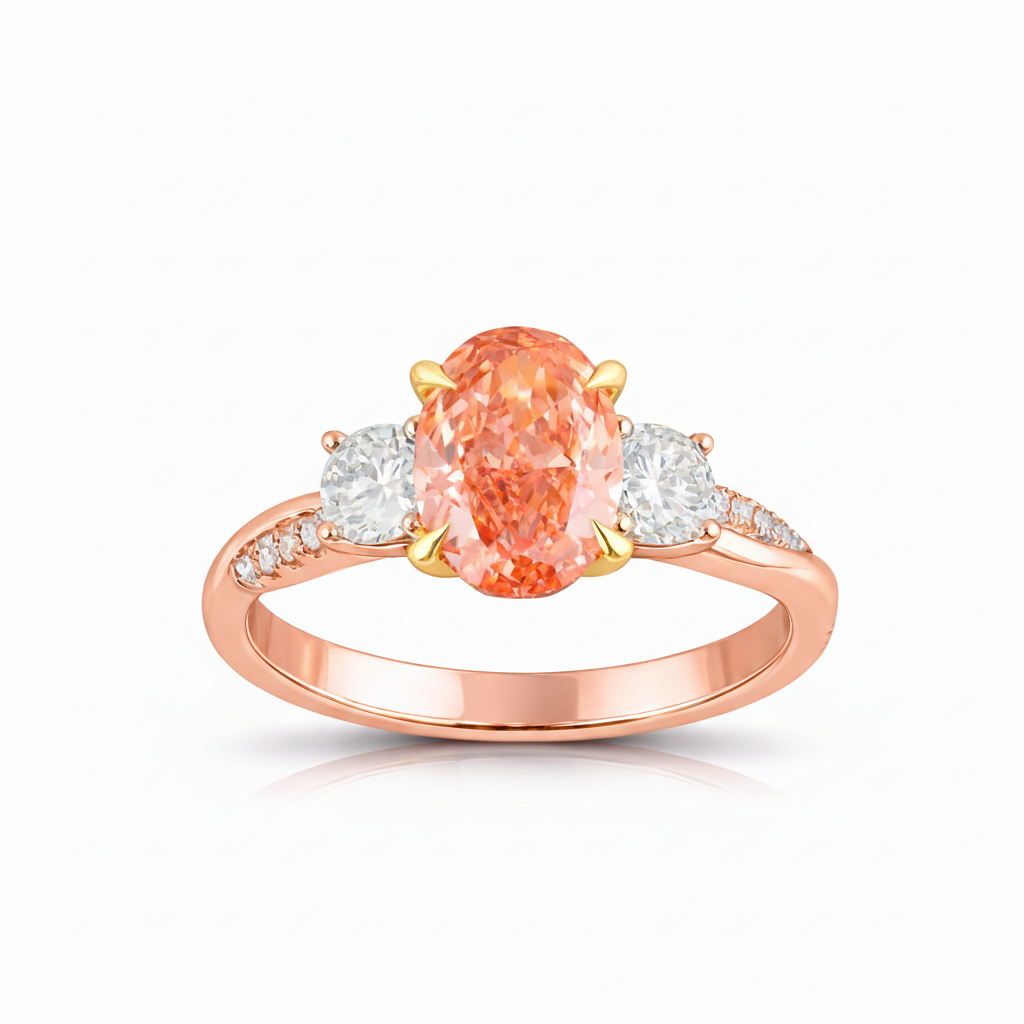 2.50 CT Oval/Round Lab-Grown Diamond | Engagement Ring - I | 14K Two Tone Gold | G Color | VS Clarity