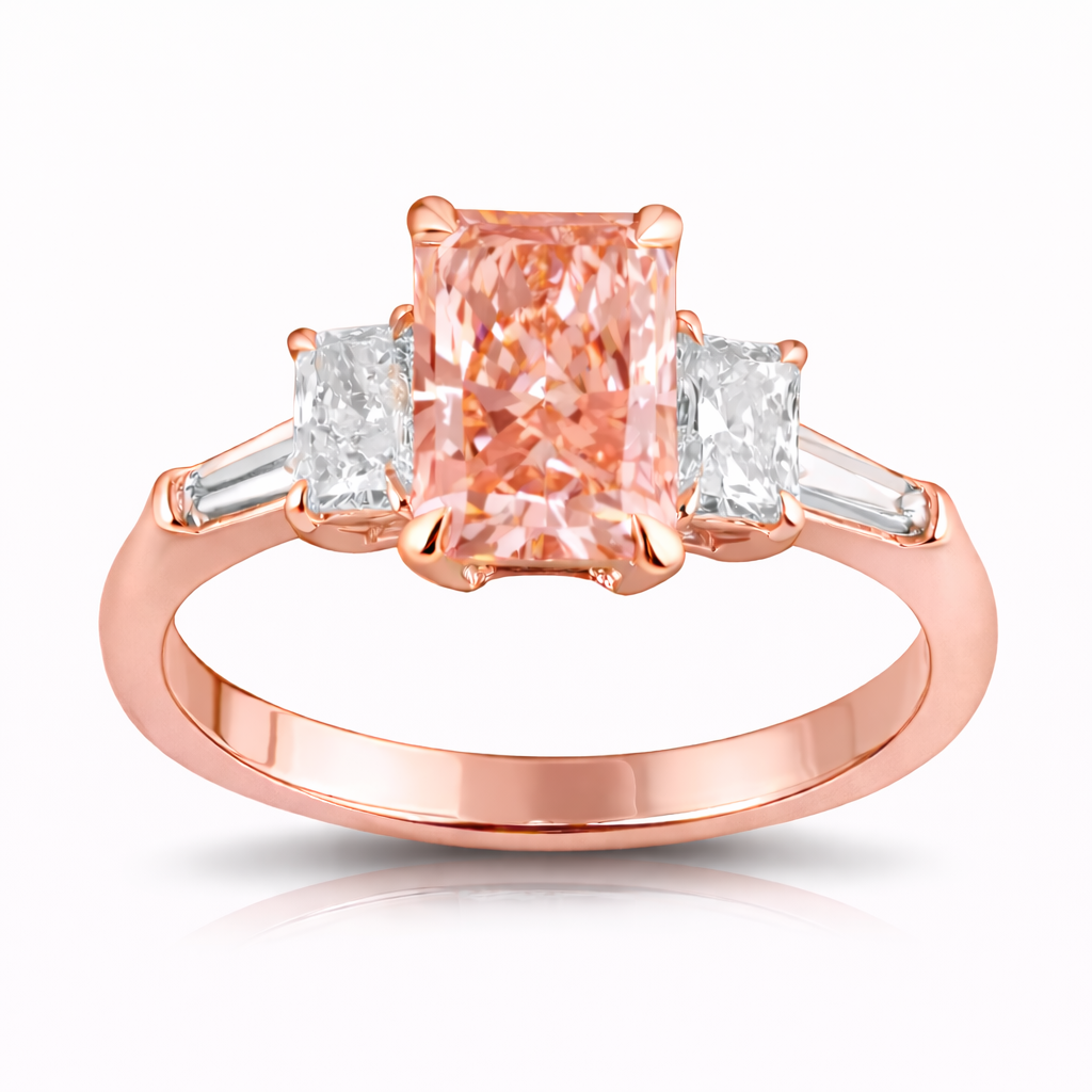 2.95 CT Radiant/Baguette Lab-Grown Diamond | Engagement Ring | 14K Two Tone Gold | G Color | VS Clarity