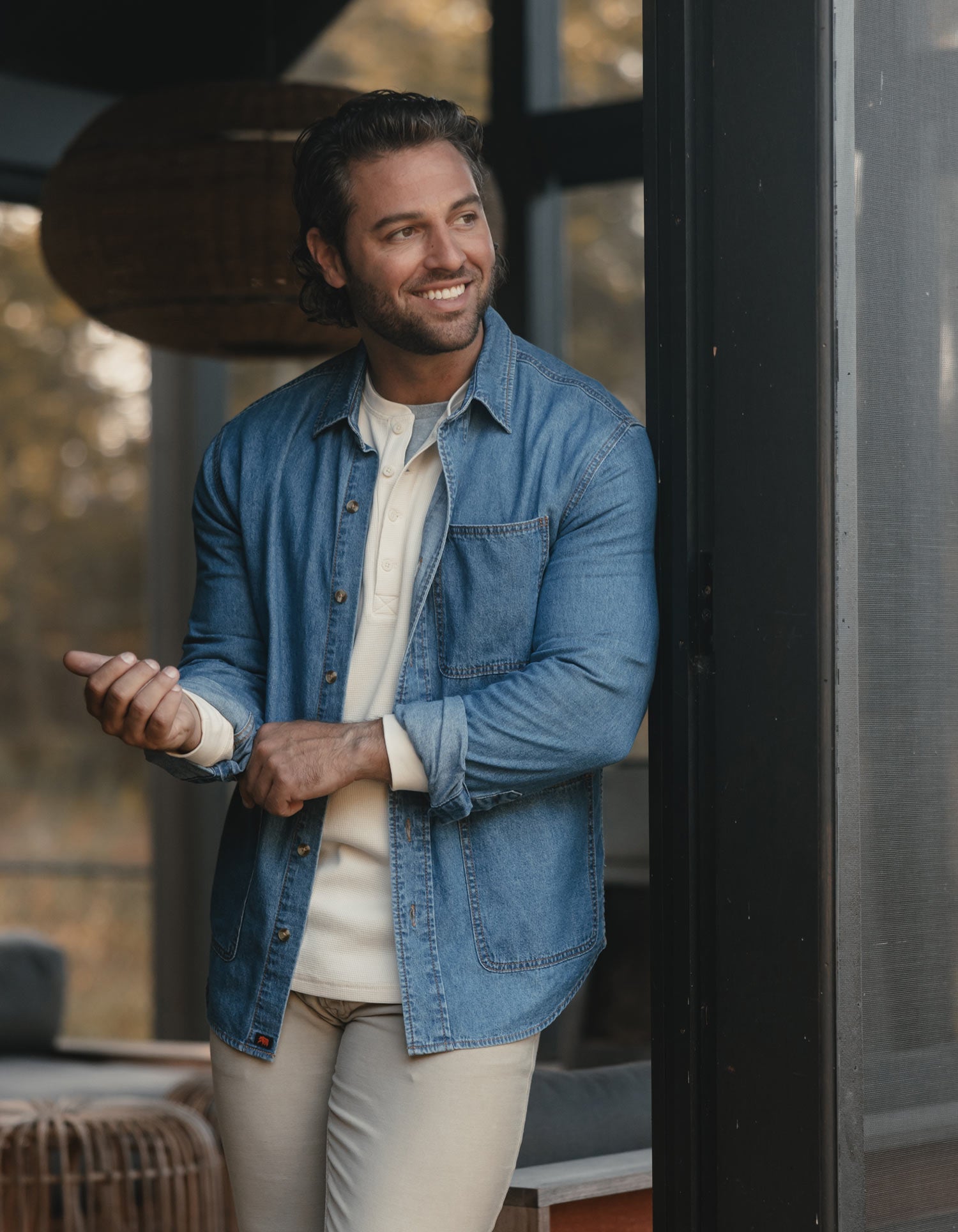Men | Lightweight Denim Overshirt | Medium Wash