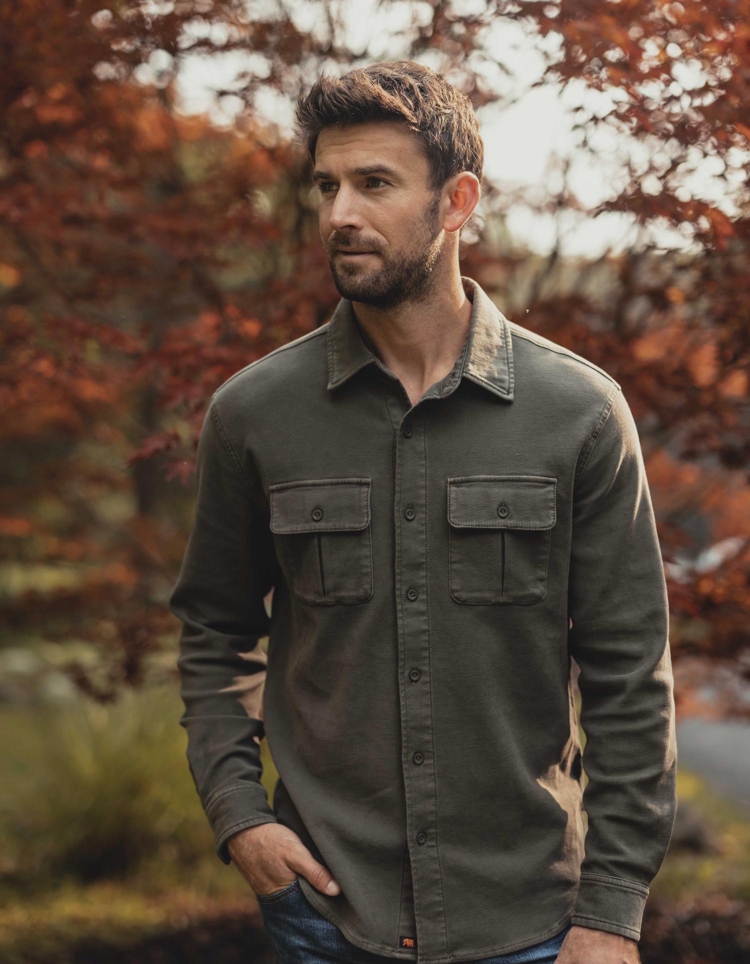 Men | Comfort Terry Shirt Jacket | Olive