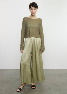 Linen Open Knit Bateau Sweater | Sage